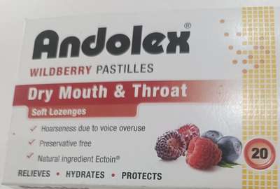 Andolex wildberry dry mouth throat lozenges 20s
