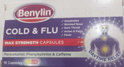 Benylin Cold Flu Max Strength capsules 16s daytime relief