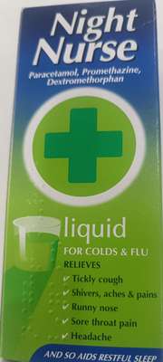 Night Nurse cold flu liquid paracetamol promethazine dextromethorphan