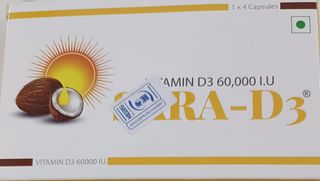 SARA-D3 (Vitamin D3 60,000 I.U. Capsules) 4's